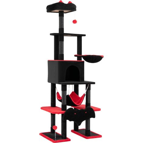 COSTWAY Albero Tiragraffi per Gatti 178 cm, per Gatti Adulti e Piccoli (1/5)