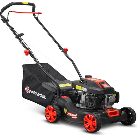 Elem Garden Technic – Tondeuse thermique poussée 79.8CC – Largeur de travail 40.6 cm – Bac de ramassage 45 L – Hauteur de coupe réglable 25-65 mm