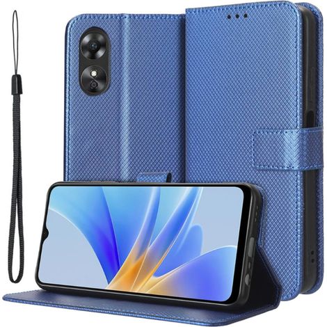 Custodia a libro per Oppo A17, con magnete intelligente, blu (1/5)