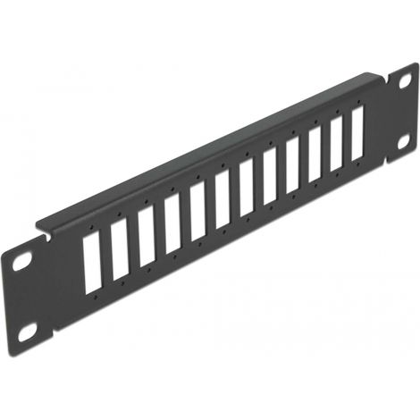 Delock Panel de conexiÃ³n de fibra Ã³ptica de 10 y 12 puertos para SC Duplex / LC Quad 1U negro