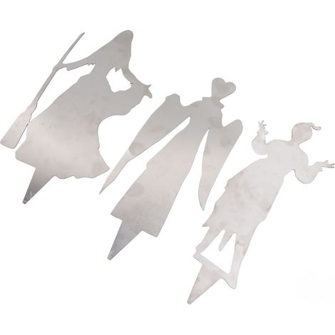 Lot de 3 panneaux de jardin silhouette d'Halloween en métal, sorcière, décorations d'extérieur pour fêtes et festivals à la maison (1/5)