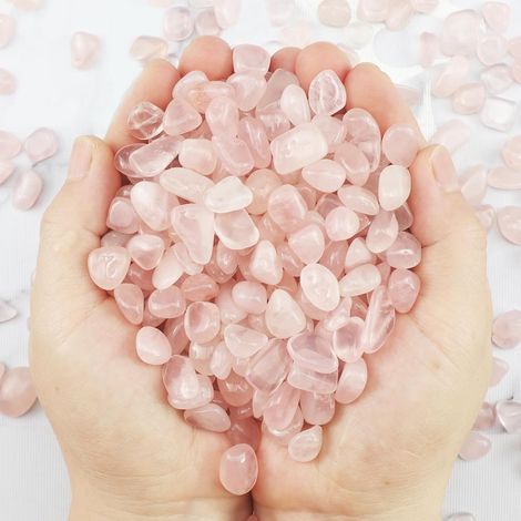 Gravier Décoratif - 435 g - Quartz Rose Et Cristal Naturel - Poli - Pour Aquarium Et Vase - 9-15 Mm (1/5)
