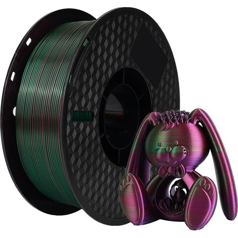 Filamento per stampante 3D, PLA ecologico, sfumatura multicolore, rosso e verde (1/2)