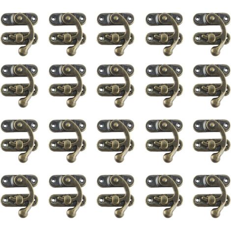 20 pieces large metal horn clasps with bronze-colored locking hooks for wooden boxes and vintage jewelry boxes - supplied with fixing screws YMYNY