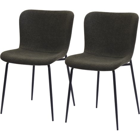 Chaises de salle à manger modernes avec dossier haut, revêtement en tissu et pieds en métal (3 couleurs) Lot de 2 (1/5)
