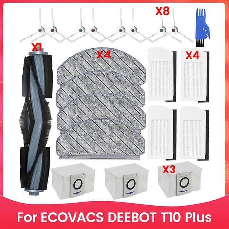 Filtre pour aspirateur brosse pour aspirateur Filtre de brosse pour aspirateur filtre de ECOVACS DEEBOT T10 Plus Robot Aspirateur Main Side Brosse HEPA Filtres Serpillière Cloth Dust Bags pièce détach