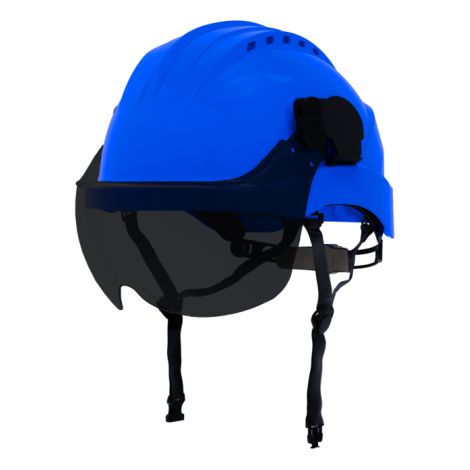 Casco de protección Curro Visor azul              Gris
