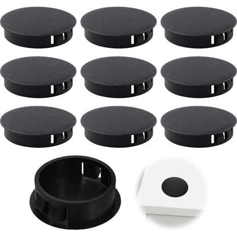 Lntyq Patins pour meubles, cache trou Lot de 10 bouchons de protection en plastique cache vis noir pour trous de 30 mm pour tuyaux pour perçage de meubles (noir)