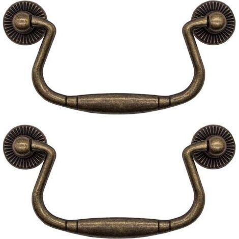 Lot de 2 tiroirs antiques pliables - Design en fer bronze - Pour portes coulissantes, armoires, commodes, cuisines, buffets, coffres etc. - Vintage maison de campagne rétro, 99 x 50 mm (1/5)