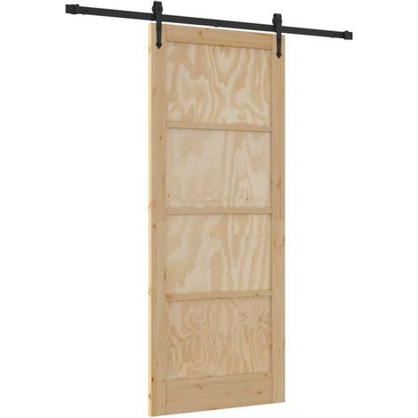 Porte coulissante ORKDAL, naturelle et noire, 86 x 211 cm (1/5)