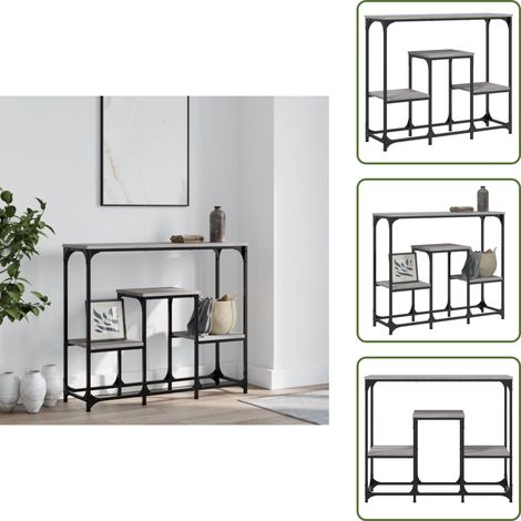 The Living Store Konsolentisch Grau Sonoma 89,5x28x76 cm Holzwerkstoff - Konsolentisch - Wohnzimmermöbel - Sideboard - Couchtisch - Grau (1/5)