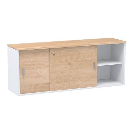 Bahut L 160 cm chêne clair - corps blanc Exprim - Maxiburo (1/3)