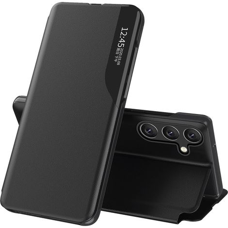Custodia in ecopelle con funzione View, a libro e supporto per Samsung Galaxy S24 FE - Nera (1/5)