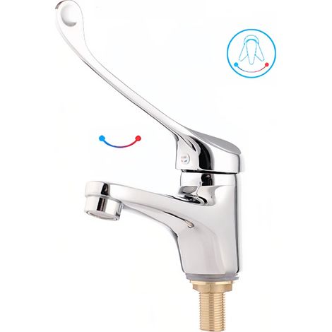 Robinet monotrou allongé tout cuivre, mitigeur thermique pour lavabo de salle de bain, cuisine, robinet cascade pour salle de bain, chromé