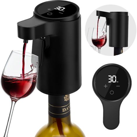 Décanteur de vin électrique, Aérateur-Verseur de vin, Pompe à liqueur à whisky à une main, Distributeur de vin automatique à un bouton, cadeau d'anniversaire idéal pour la famille (noir) (1/5)