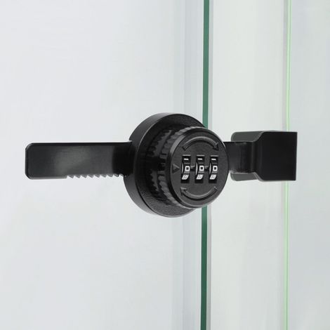 Verrou d'armoire en verre, loquet à cliquet sans perforation avec structure par mot de passe, vitrine antivol et fermeture de tiroir pour panneaux de verre de 4 à 8 mm d'épaisseur (noir) (1/5)