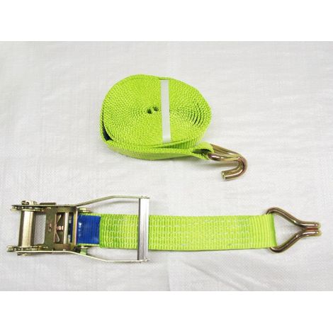 Ratchet Strap Hi Vis 5 Ton 50MM 10M x1 (Lashing Tie Down Claw J Hook Lorry Cargo)