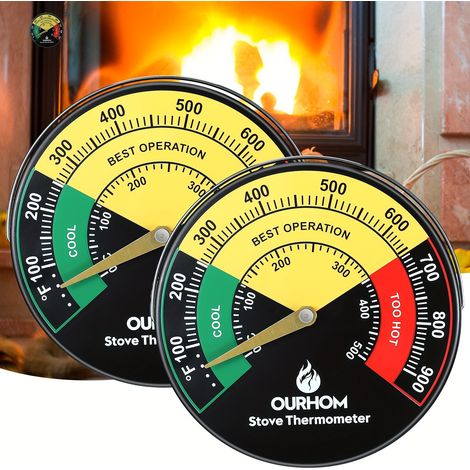 Wood Stove Thermometer, 9.02cm Large Size Stove Thermometer, Stove Top Thermometer for Wood Burning Stove, Temperature Meter for Fireplace (1/5)