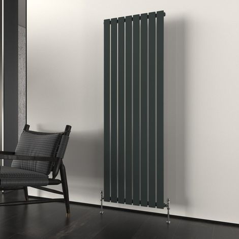 T&K Vertical Anthracite Single Radiator Flat Panel Designer 1600x544mm Modern Central Heating Rads