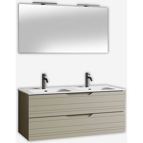 Mobile bagno sospeso doppio lavabo 120 cm Solmira - Tortora