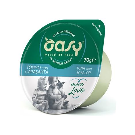 Oasy Cat Mehr Liebe Grüner Becher 70 g – Thunfisch mit Jakobsmuschel 70 g