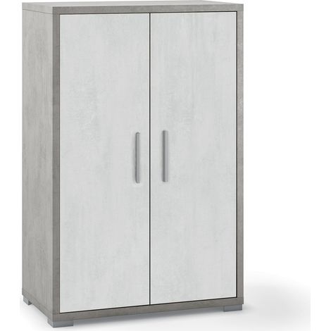 Mobile 2 Ante 71x110x41 cm Cemento/Ossido Bianco (1/2)