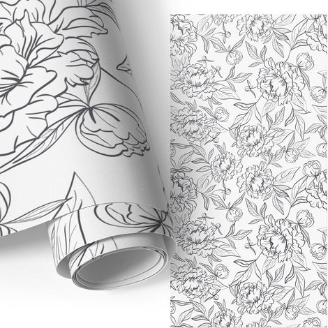 Klebefolie für Möbel - Möbelfolie - Selbstklebende - für Fensterbrett - Küchenschränke - Küchenfronten - Blumenmuster 50x100 cm