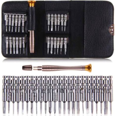 Kit de réparation et démontage de téléphones portables, ordinateurs et PC avec tournevis multifonctions 25 en 1 (1/5)
