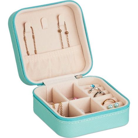 praktisches Aufbewahrungssystem, für Ringe und Ketten, HLP: 5 x 10 x 10 cm, türkis