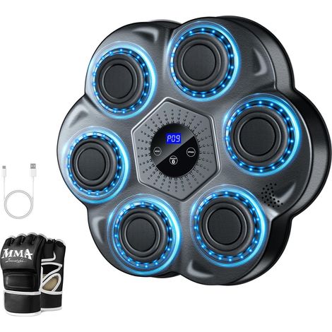 Machine Boxe Musicale Adulte - Ensemble de Boxe Musicale Mural Bluetooth Intelligent avec Gants de Boxe, 9 Modes de Vitesse et Mode de comptage pour Les Adultes et Les Enfants
