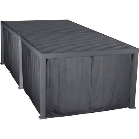 Kit de cortina y barandilla para cenador grande Evora - Para Evora 6 x 36 m (6 dobles raíles 6 cortinas y 6 mosquiteras) - Hespéride