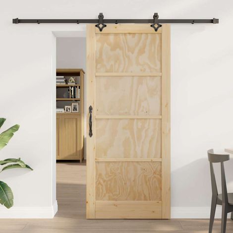 Juego de Puerta Corredera ORKDAL Natural y negro 86 x 198.5 cm vidaXL (1/5)