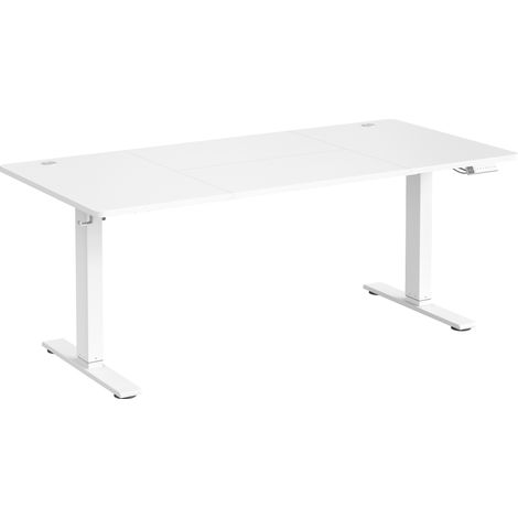 Bureau Assis-debout, Réglable en hauteur, 180 x 80 cm, avec Port USB-C, Fonction Mémoire 3 Hauteurs, Blanc (1/5)
