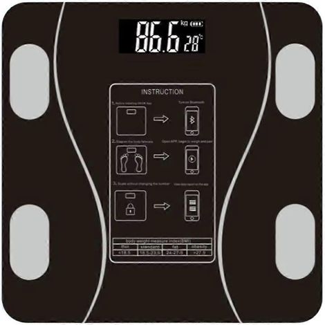 Balance impédancemètre pour la perte de poids - Balance électronique de précision intelligente spécialement conçue pour les filles - Noir (1/5)