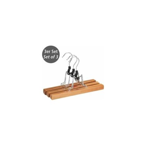 Hosenbügel aus Naturholz – 3er-Set, 25 x 17 x 2,4 cm, Braun – Crezuo