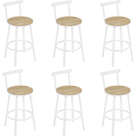 WOLTU Taburetes de Cocina, Juego de 6, Taburetes altos para el comedor de la cocina, estilo industrial, efecto madera clara