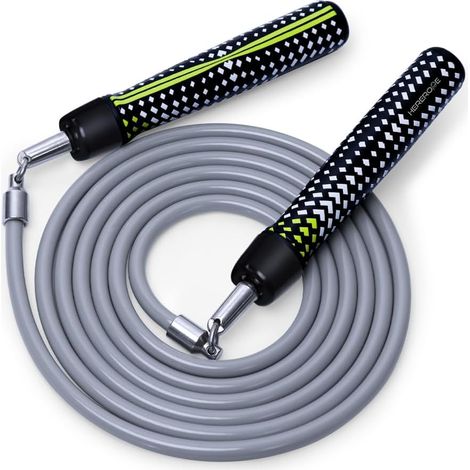 Corde à sauter lestée de 1/2lb, corde à sauter lestée Adujstable avec roulement à billes, prise en main antidérapante, câble en acier durable, idéale pour le fitness des hommes et des femmes (1/5)