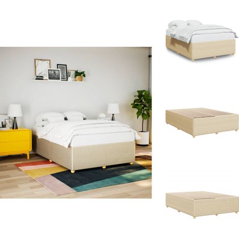 Bettgestell ohne Matratze Creme 140x190 cm Stoff - Bettgestell - Bettgestelle - Bett - Betten (1/5)