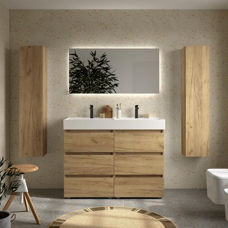 Mueble de Baño BEQUIA 3C 120cm Roble Lavabo Veneto Porcelana (1/4)