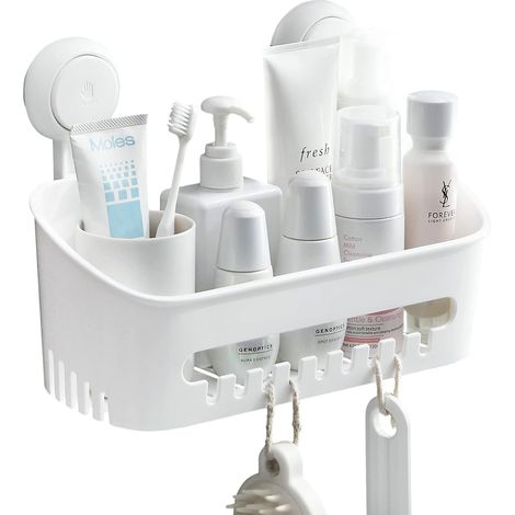 Serviteur de Douche Ventouse sans Perçage Réutilisable Etagère Ventouse Simple d'Installation Impérable Rangement Douche pour Carrelage Paroi de la Douche Salle