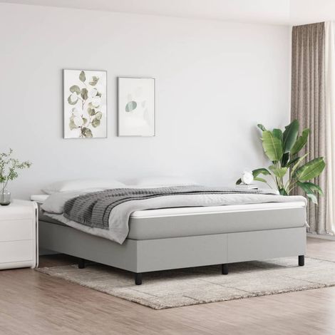Lit adulte,Lit avec Sommier et Matelas confortable pour Chambre,Ensemble Lit à sommier tapissier Gris clair 180x200cm Tissu -BVN77584 (1/5)