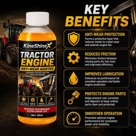 KineShineX tractor engine anti-wear agent, agricultural machinery diesel engine lubrication protection, reduces friction and wear. (1/4)
