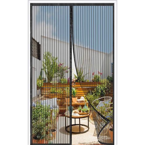 Moustiquaire Porte Magnétique 120x215cm, 32 Puissants Aimants, Moustiquaire Porte Fenetre, Fermeture Automatique, Maillage, Installation sans Outil, Noir (1/5)