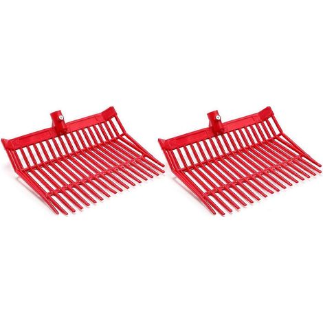 Tête de fourche à fumier, râteau à fumier de cheval, pour ramasser le fumier, rouge, lot de 2 (1/4)