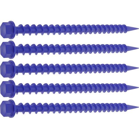 CCYKXA 5-Piece Set of Heavy-Duty Blue Plastic Tent Pegs for Camping, Ground Anchoring, Reusable, Windproof for Tents and Tarps (1/5)