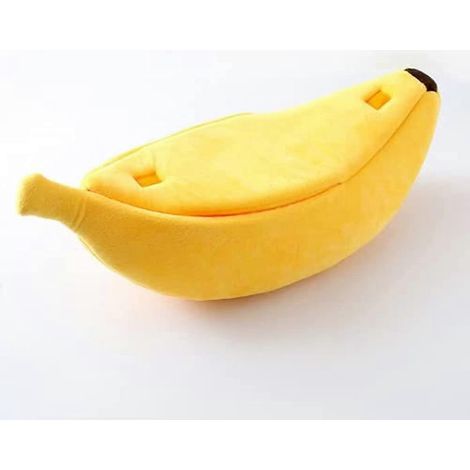 Panier pour chat banane mignon, très grand, doux, chaud et durable, panier portable, coussin pour chat, jaune (XL) (1/5)