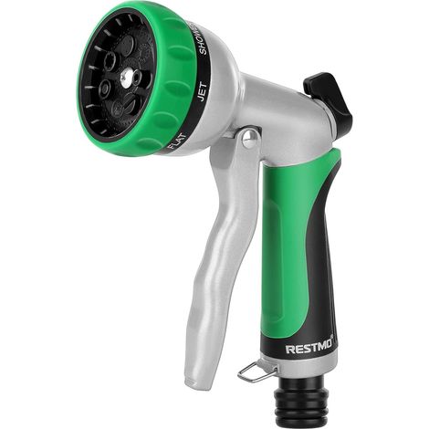 Metal Garden Watering Gun Green Hose Sprayer 7 Models Spray Gun with Adjustable Water Flow for Car Wash (1/5)