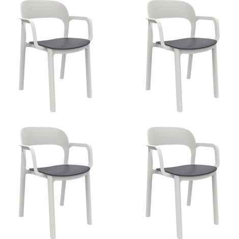 Sillas con brazos Ona garbar plástico blanco gris (Pack de 4) (1/5)
