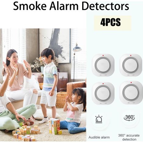 Détecteur de fumée, résistant au feu et à la fumée, adapté à un usage domestique, avec indicateur LED et bouton de test. (1/5)