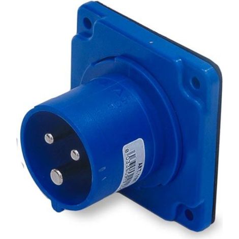 Spina industriale da incasso, 230V, 2P+T, 32A, IP54, 75x75mm - Rosi 1001108